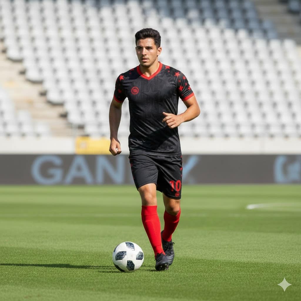 Soccer Uniform Kit – Black Stars (Jersey + Short + Calcetas · Adult / Youth / Kids · Personalizable)