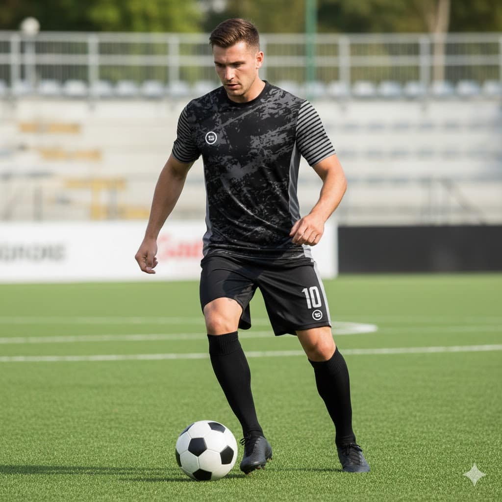 Soccer Uniform Kit – Stripe Black (Jersey + Short + Calcetas · Adult / Youth / Kids · Personalizable)